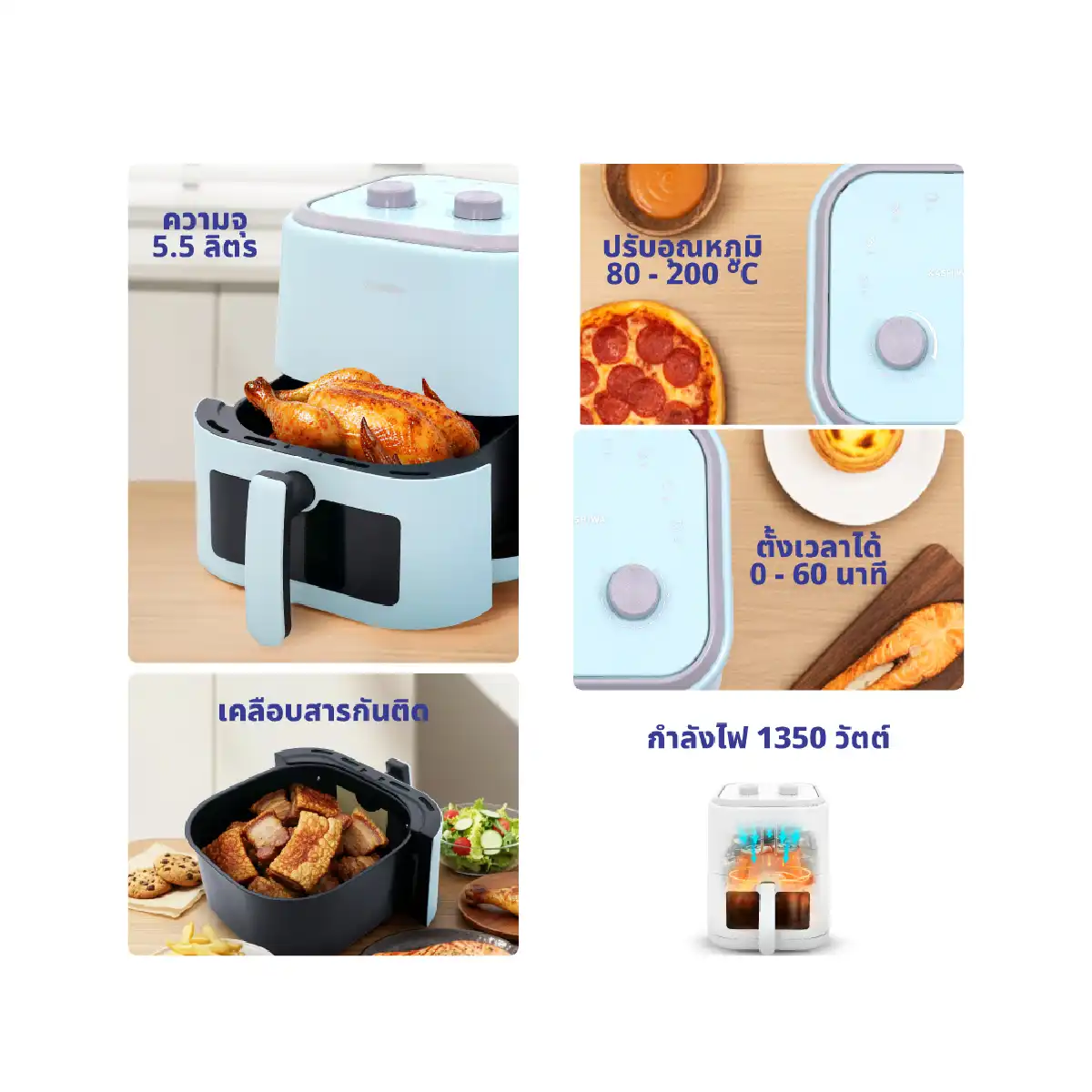 หม้อทอดไร้น้ำมัน ขนาด 5.5 ลิตร | รุ่น KW-824B - Image 14